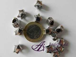 Perla in Metallo Foro Largo 11x9mm Stella colore Argento Antico