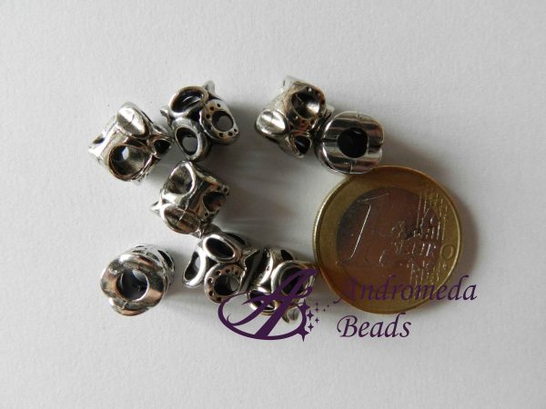 Perla in Metallo Foro Largo 9x8mm Totem colore Argento Antico