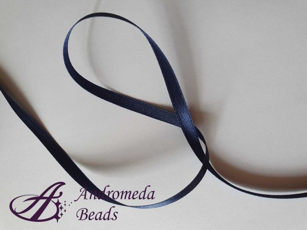 Nastro Doppio Raso 6mm colore Blu Notte Rotolo 50m