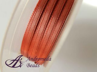 Nastro Doppio Raso 3mm colore Pesca Scuro Rotolo 50m