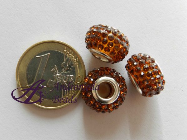 Perla Stile Pandora con Strass Topazio