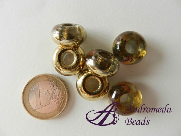 Perla con Foro Largo 16mm colore Cristallo Oro