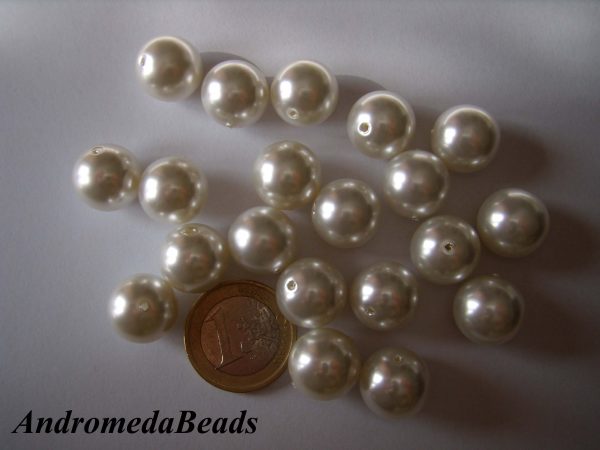 5 Perle in Plastica 12mm colore Bianco
