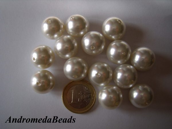 5 Perle in Plastica 16mm colore Bianco