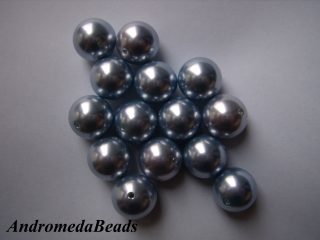 5 Perle in Plastica 14mm colore Zaffiro Chiaro