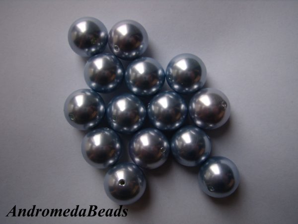 5 Perle in Plastica 14mm colore Zaffiro Chiaro