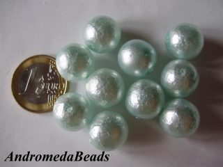 2 Perle Acidate 14mm colore Verde Acqua