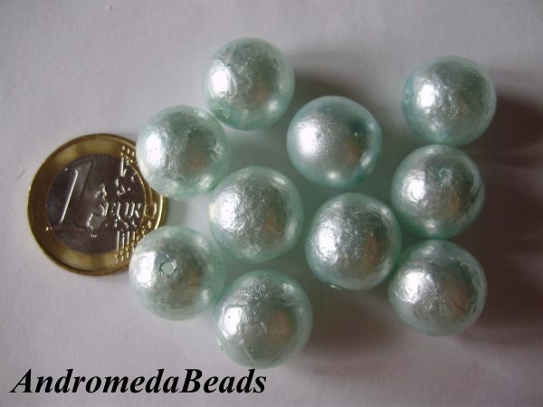 2 Perle Acidate 14mm colore Verde Acqua
