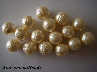 2 Perle Acidate 14mm colore Avorio
