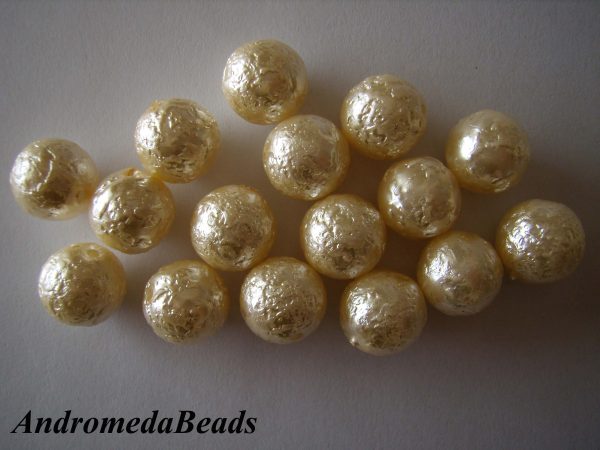 2 Perle Acidate 14mm colore Avorio