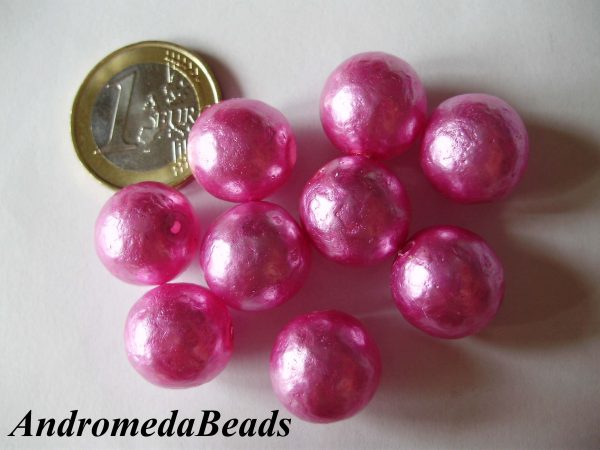 2 Perle Acidate 14mm colore Fucsia