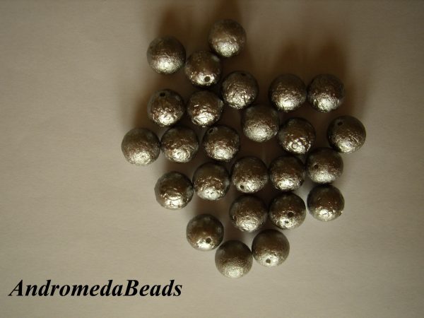 2 Perle Acidate 14mm colore Grigio Argento