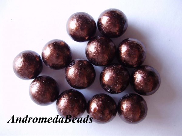 2 Perle Acidate 14mm colore Marrone