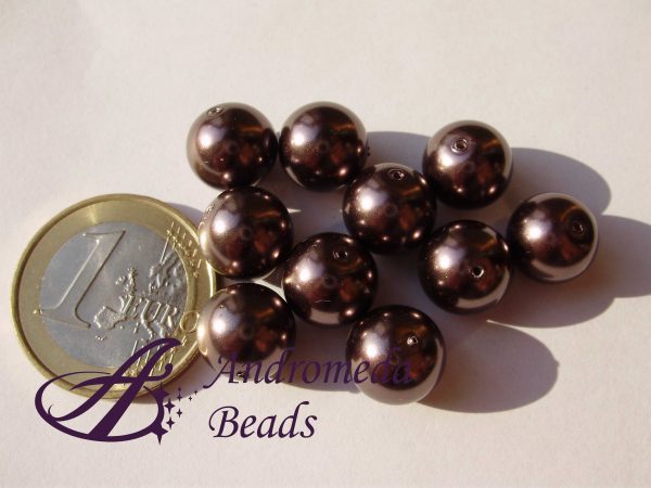 Perla in Vetro 10mm colore Marrone Scuro