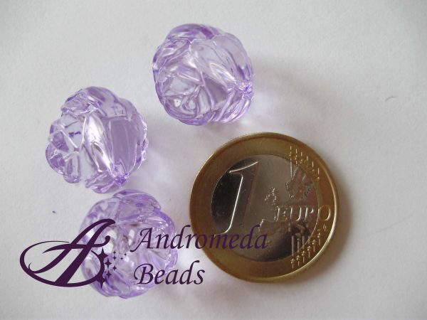 Rosa in Acrilico Trasparente 15x14mm colore Viola Scuro