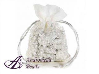 Sacchetto Organza Portaconfetti con Ricamo e Tirante Fantasia Fiori