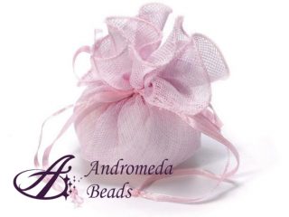 Sacchetto Tela Portaconfetti Base Tonda con Tirante Rosa Confetto 24cm