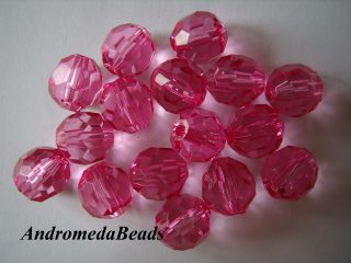 10 Perle in Plastica sfaccettata 16mm colore Fucsia