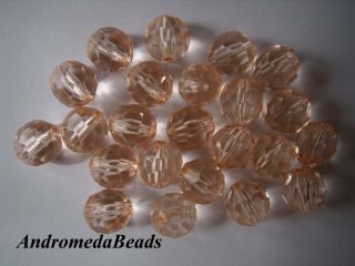 5 Perle in Plastica sfaccettata 20mm colore Rosa Pesca