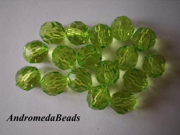 10 Perle in Plastica sfaccettata 16mm colore Peridot