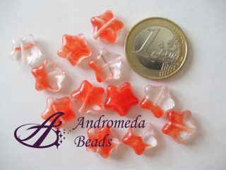 Stellina di Vetro Slovacco colore Rosso e Cristallo