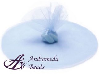 Tulle Portaconfetti Tondo a Filet Azzurro Baby 23.5cm