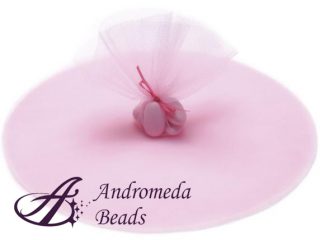 Tulle Portaconfetti Tondo a Filet Rosa Confetto 23.5cm