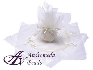 Tulle Portaconfetti a Sacchetto Base Tonda con Tirante Avorio 33cm