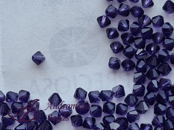 10 Cristalli Preciosa bicono 4mm Deep Tanzanite
