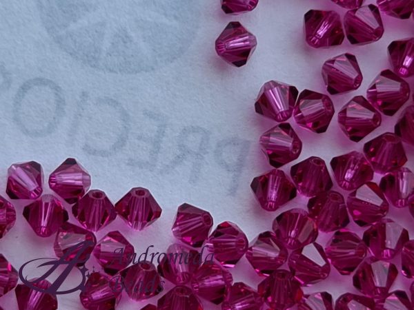 10 Cristalli Preciosa bicono 4mm Fuchsia